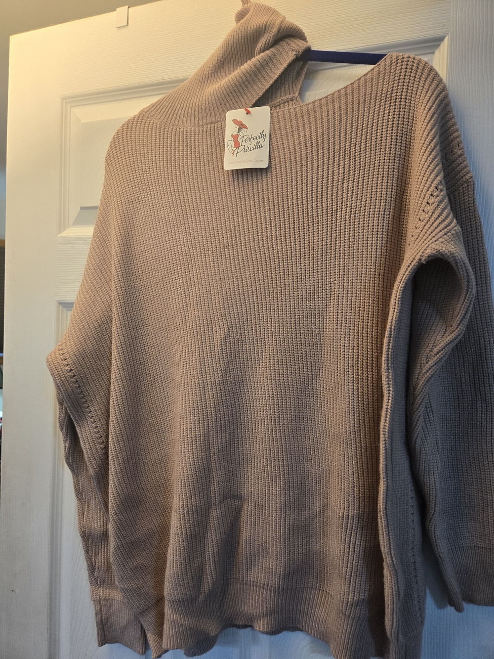 NWT Perfectly Priscilla Turtleneck Oversized Cold Shoulder Sweater